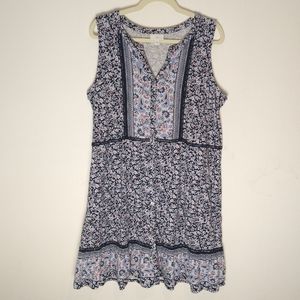 J. Jill Floral Sleeveless Midi Dress - Black and White